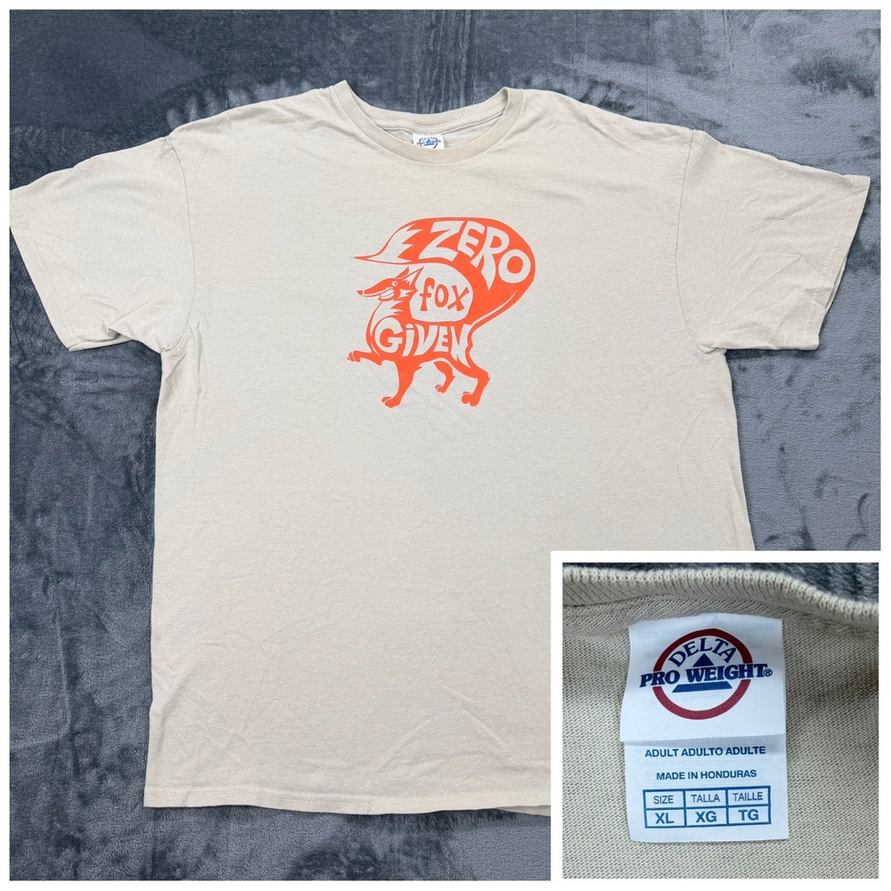Delta Pro Weight Mens Zero Fox Given Graphic T-Shirt Tan Orange XL